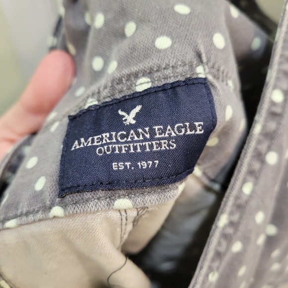American Eagle Grey/Mint Polkadot Shortalls - Picture 3 of 4